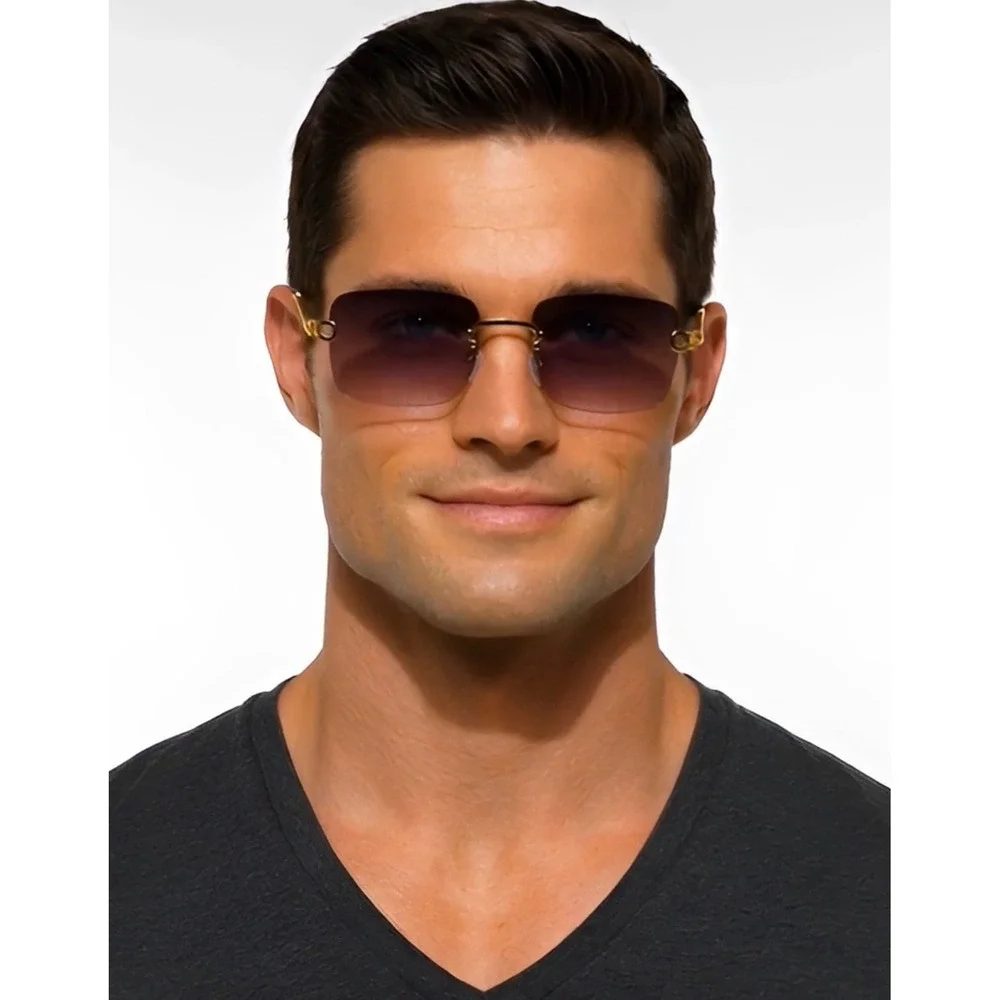 Men Sunglasses‎ Streetwear UV00 Sun Protection Squae Frameless Eyeglasses Gafas